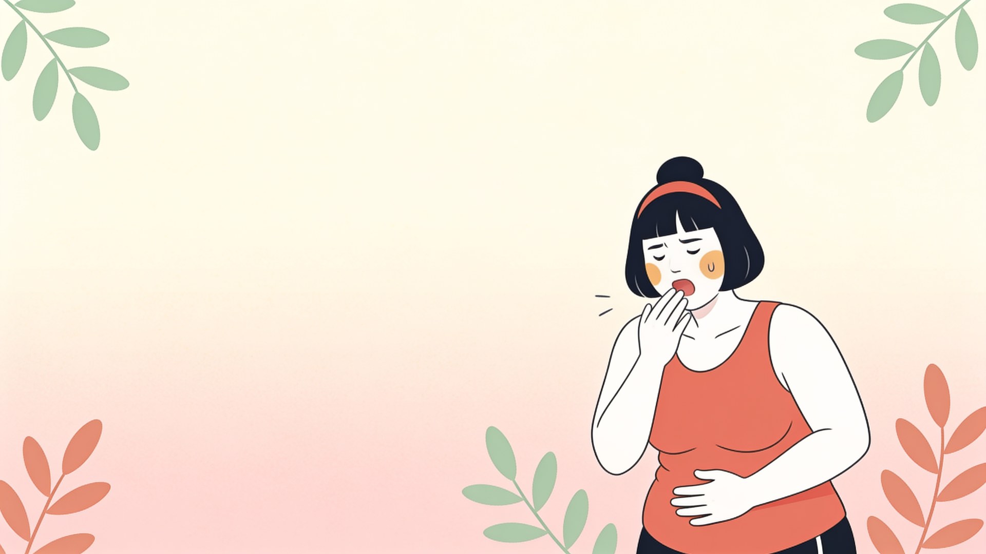 Ilustración de una persona con náusea y molestia digestiva: los efectos secundarios más comunes de la semaglutida