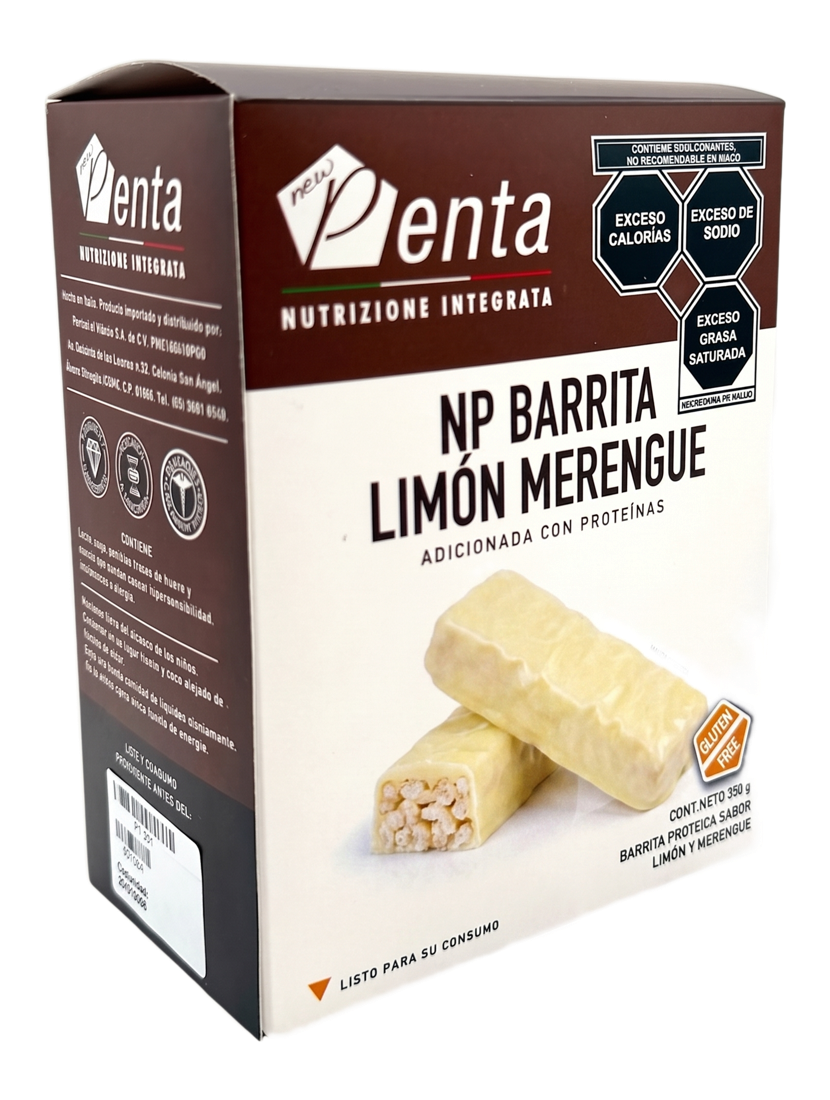 NP Barrita Limón Merengue, barrita proteica adicionada con proteínas, New Penta